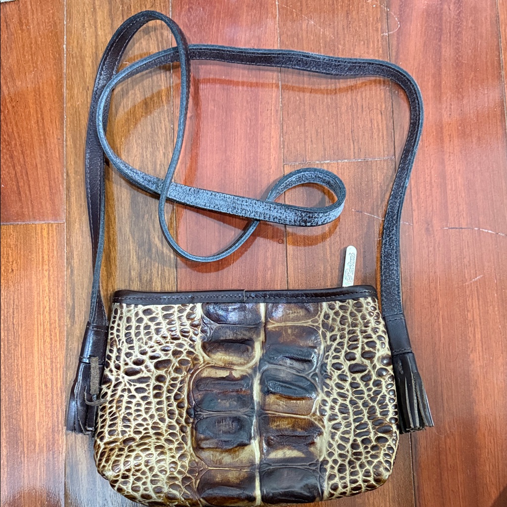 Brown Crocodile Pattern Shoulder Bag